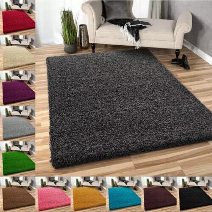 Covor shaggy Verona, 100% polipropilena, negru, 120x170cm, set 1 covor, lavabil