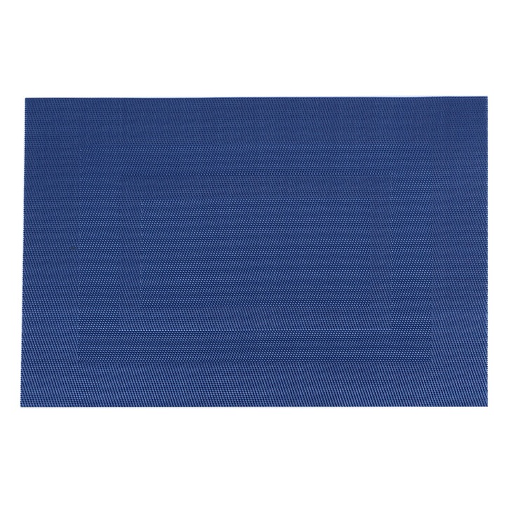 Set de 8 servete din PVC si poliester, rezistente la caldura, 45x30cm, model dreptunghiular, albastru inchis