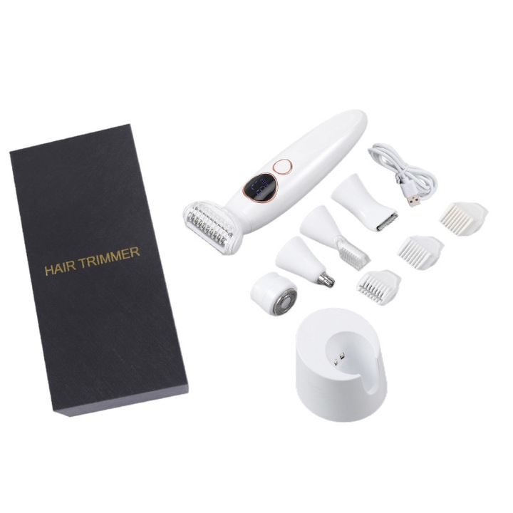 Електрически епилатор 5 в 1 за жени, за подмишници, тяло и интимни зони, комплект