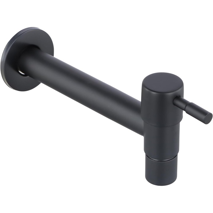 Robinet de gradina, montare pe perete, din otel inoxidabil, finisaj negru, pentru bucatarie si balcon