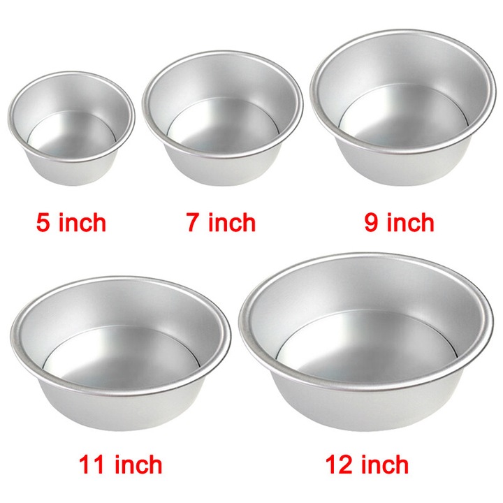 Set forme prajituri reutilizabile din aliaj de aluminiu, 5 dimensiuni, argintiu