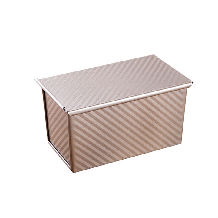 Tava de copt pentru paine, non-aderenta, cu capac, 30x10x10cm, aurie, set