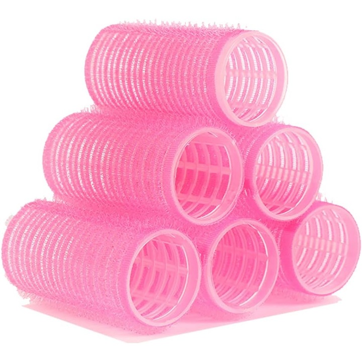 Set bigudiuri autoadezive, 6 bucati, 40mm, diverse coafuri, culoare aleatorie
