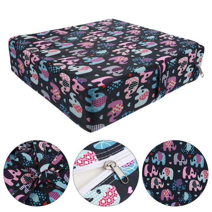 Perna booster pentru scaun de masa, model elefant colorat, 32x32x8cm, set 1 buc.