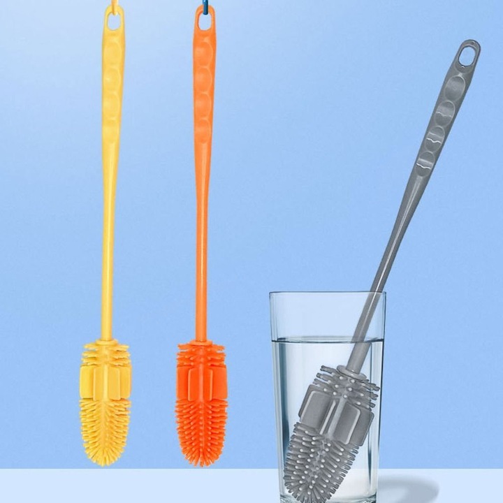 Set 5 perii de curatare din silicon, dimensiuni 27x3x7cm, pentru sticle si ustensile de bucatarie, culoare multicolor