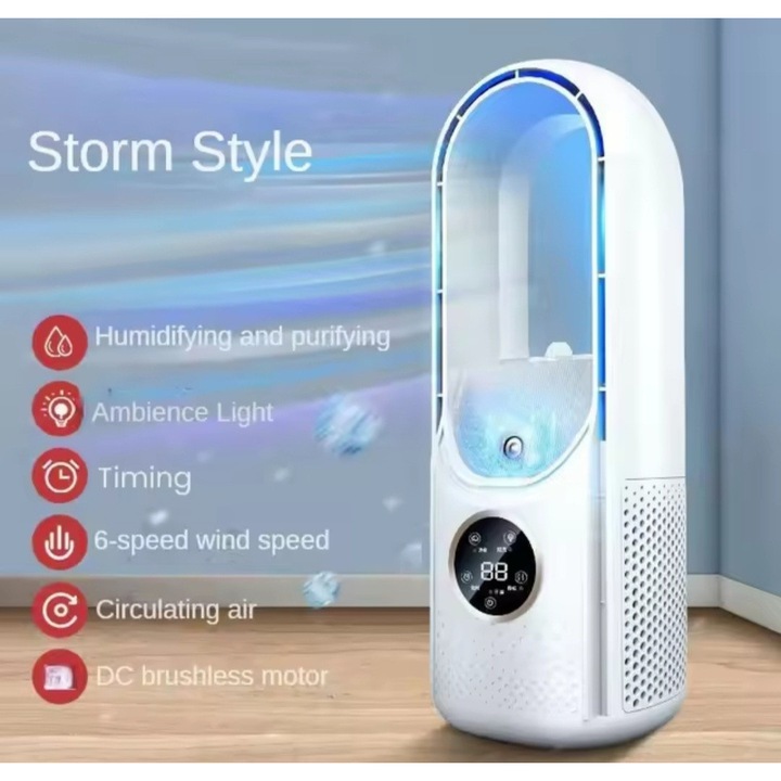 Ventilator portabil USB, timer silentios, 6 viteze, multicolor, dimensiuni compacte