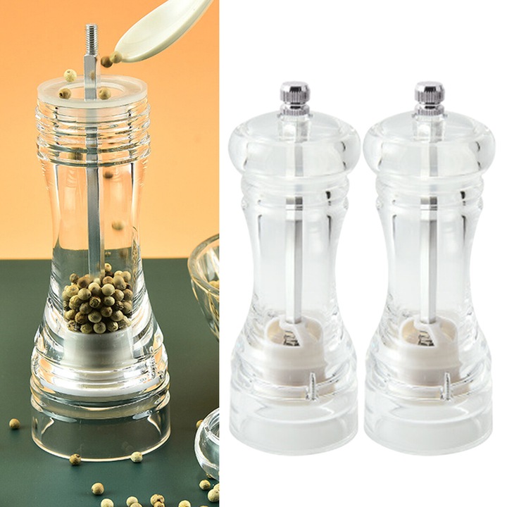 Set 2 rasnite condimente, acrilic, 14x5cm, 350g