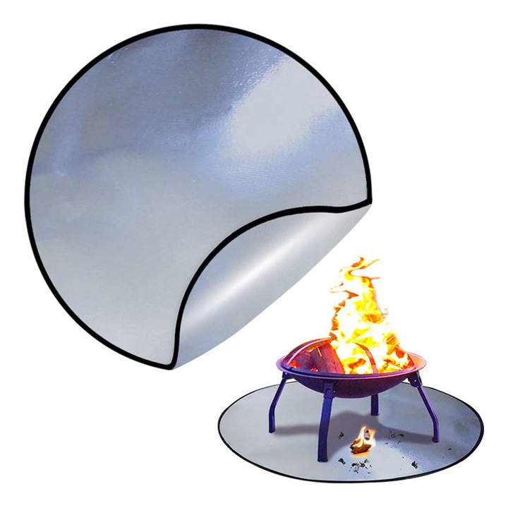 Matura ignifuga pentru gratar, 11 inch, rezistenta la temperaturi de pana la 1800 grade, reutilizabila, pentru protectia deck-ului sau a peluzei