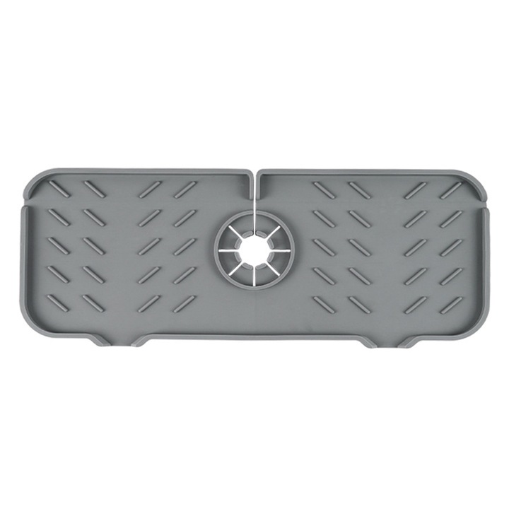 Pad pentru scurgere chiuveta, 37x14cm, silicon, adaptabilitate versatila, gri
