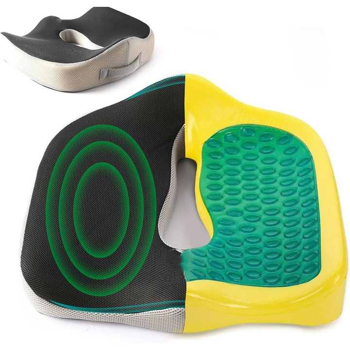 Perna decorativa gel, design gol, neagra si gri in carouri, 46x38x7cm