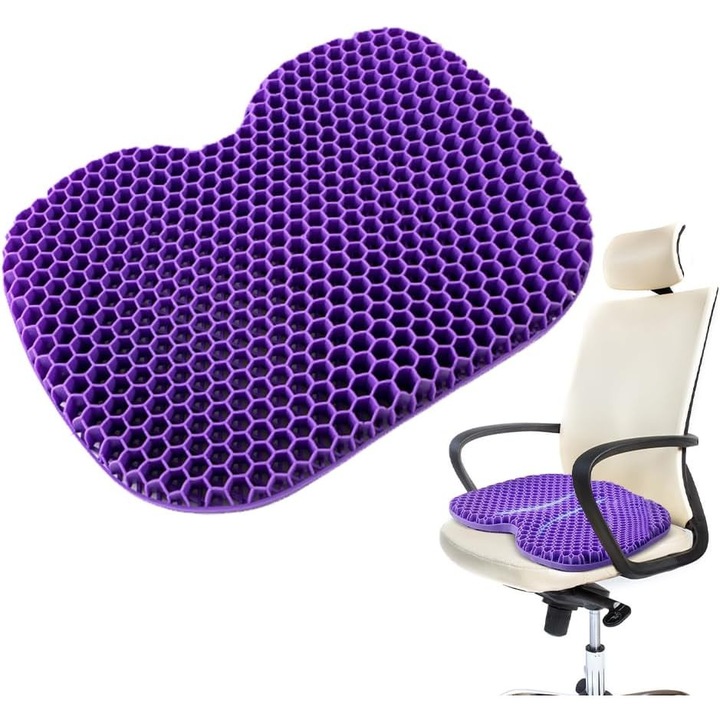 Perne decorative, perne gel 3D, form fagure, violet, 40x32x4cm