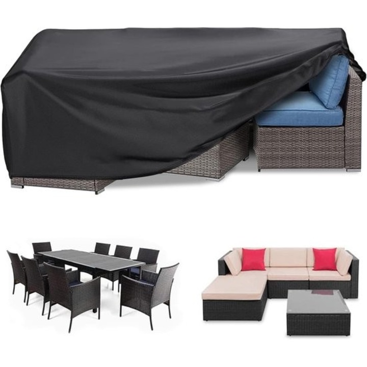 Husa rotunda impermeabila pentru masa de terasa, 170x95x71cm, set pentru mobilier de gradina