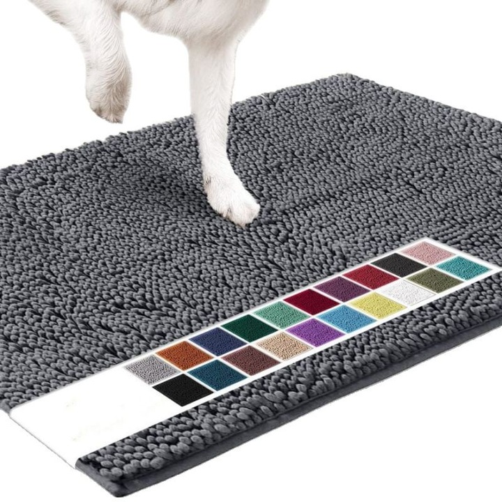 Szuper nedvszívó, csúszásmentes mikroszálas bejárati szőnyeg, sötétszürke, 50x80cm