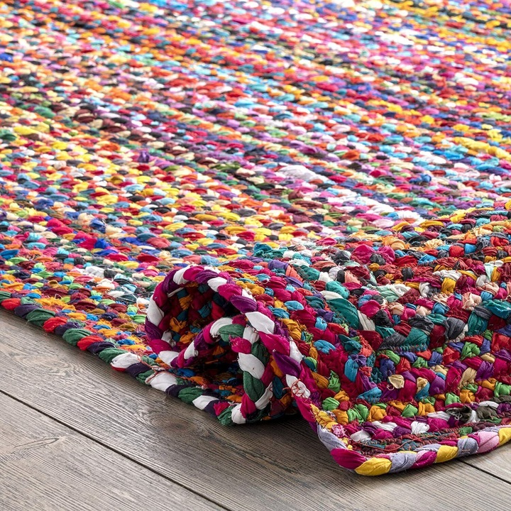 Covor din iuta, multicolor, 60x90cm, design modern, reversibil