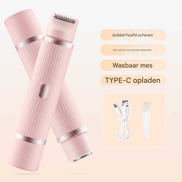 Epilator electric pentru femei 2 in 1, impermeabil, roz, cu lame din otel inoxidabil, utilizare umeda si uscata