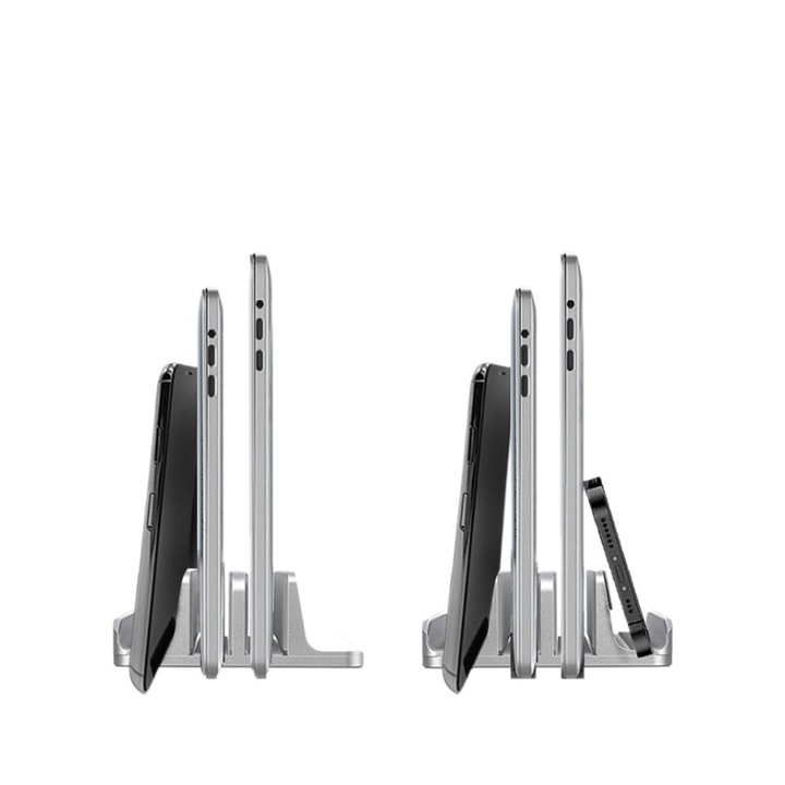 Suport vertical pentru laptop, 6-in-1, design din aluminiu, organizator pentru birou, compatibil cu dispozitive de pana la 1.1 inch, multicolor