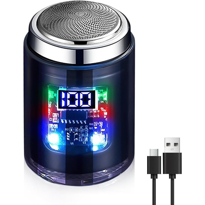 Aparat de ras electric mini, tip USB, 7500 RPM, portabil, incarcare rapida, metalic