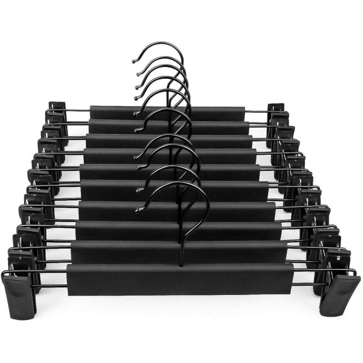 Set de 10 umerase pentru haine, cu clipsuri ajustabile, design antiderapant, 10 inch, multicolor