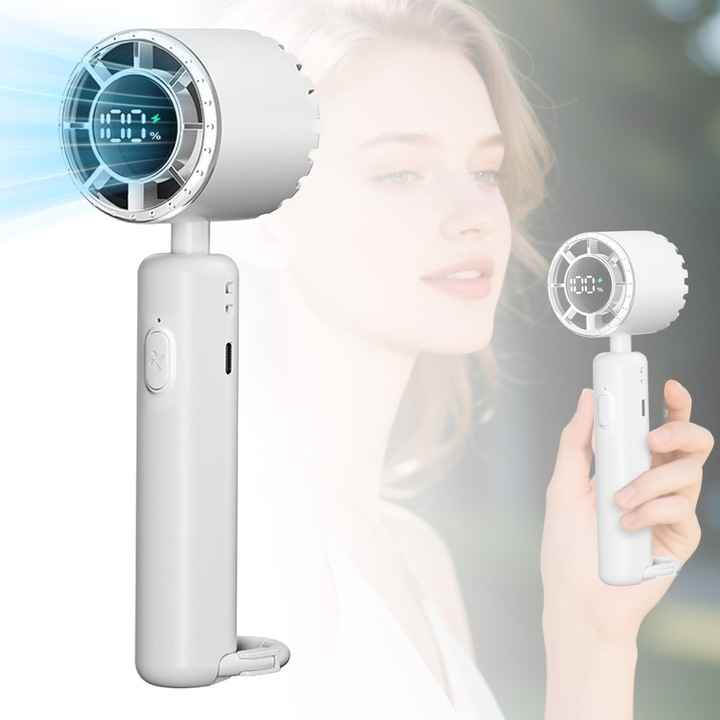 Uscator de par digital wireless, portabil, uscare rapida, setari de caldura ajustabile, alb, 19x6.8x5.6cm