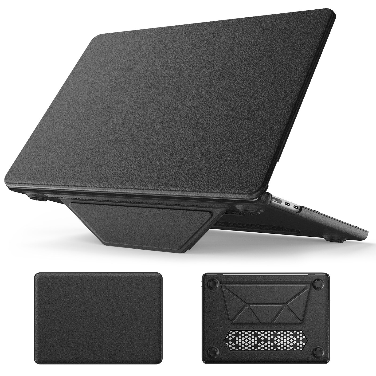 Husa de protectie pentru laptop, cu suport integrat, compatibila cu MacBook Air 13 inch 2018/2020, neagra