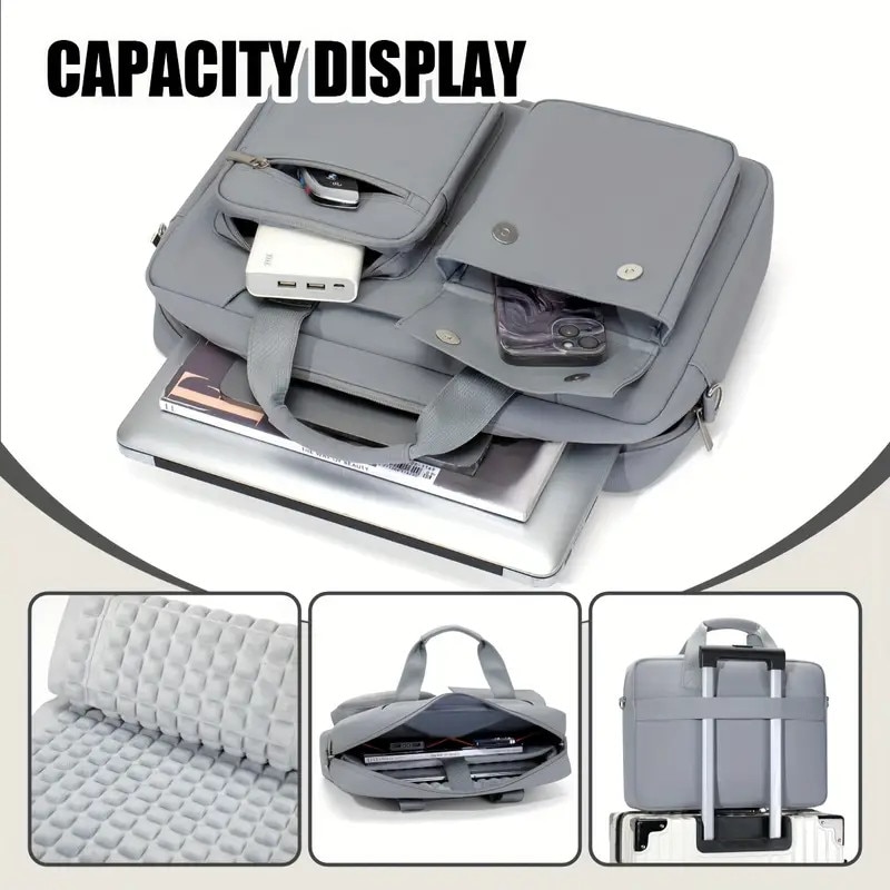 Geanta laptop, model business, compartiment pentru laptop de 14 inch, neagra, set de transport multifunctional