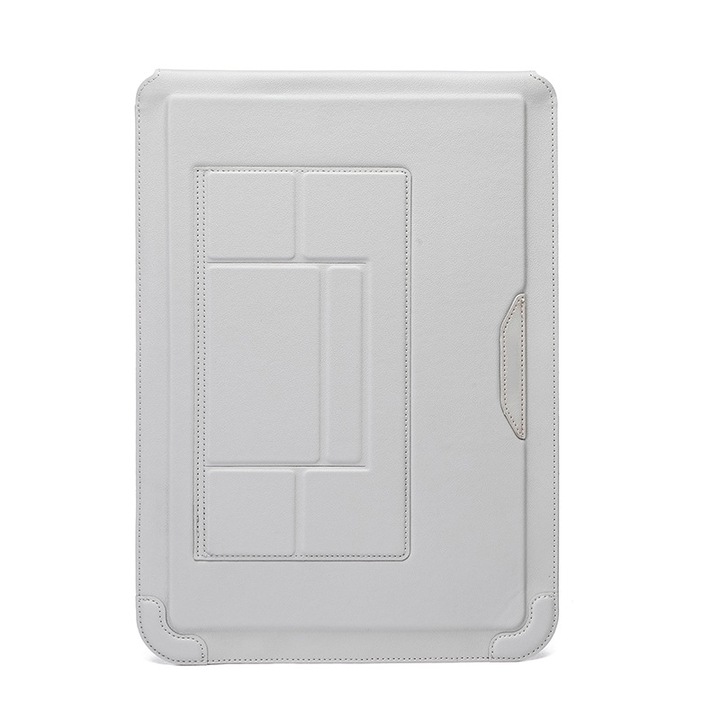 Geanta pentru laptop, husa interioara, cu suport, impermeabila, rezistenta la uzura, ORBER, la socuri si la lovituri, cu protectie pentru colturi, potrivita pentru laptopuri de 15-16 inci, piele PU, 39, 7 x 29 cm, gri argintiu