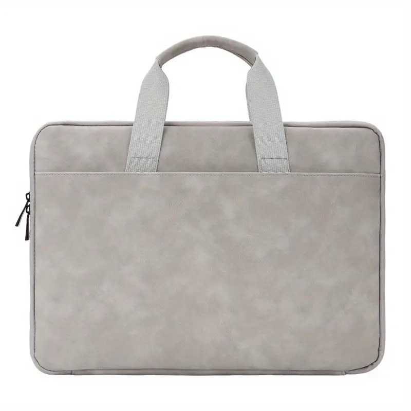 Geanta laptop din piele, design deschis, compartimente multiple, gri, 30x40x10cm