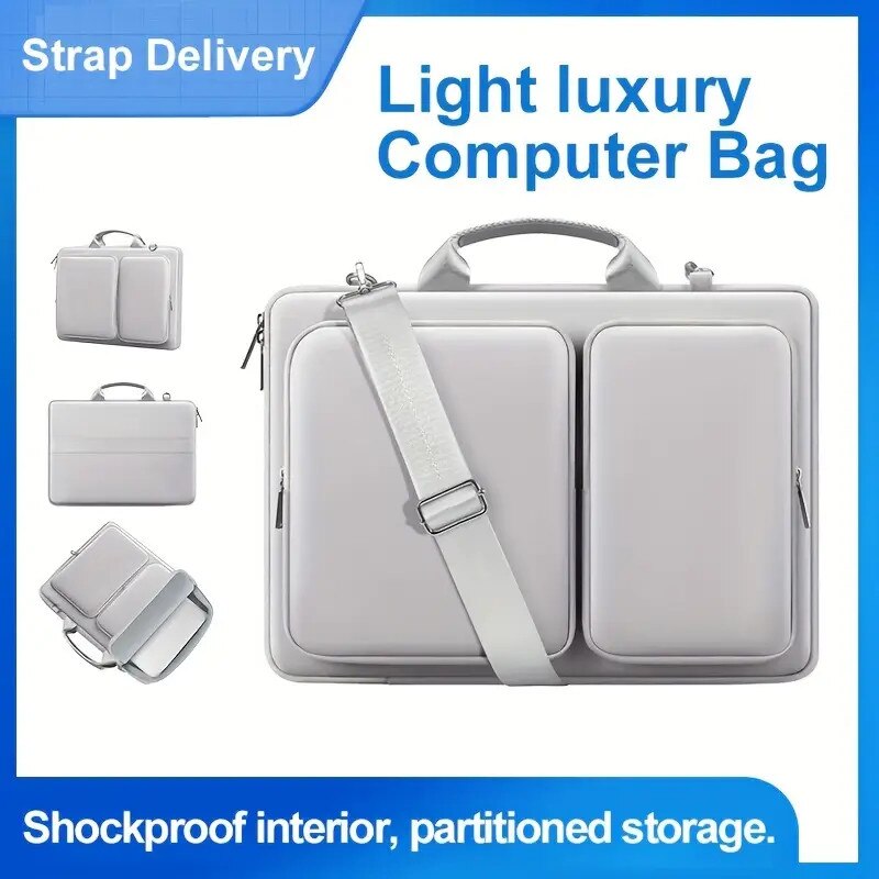 Geanta laptop, 14 inch, neagra, cu protectie socuri, compartimente multiple, set