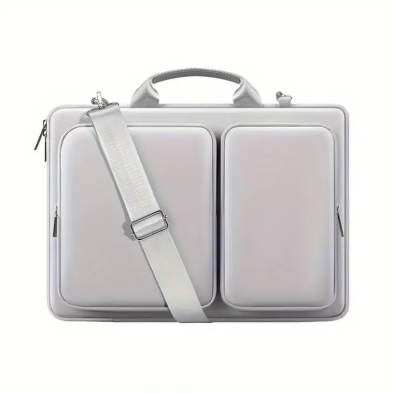 Geanta laptop gri, cu protectie socuri, compartimente multiple, pentru laptopuri de 14 inch