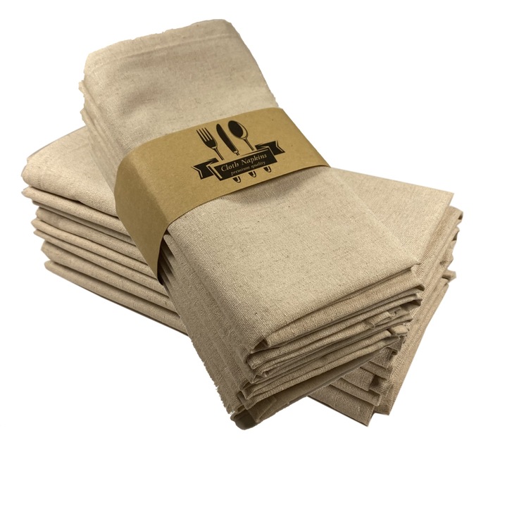 Set de 12 servete din amestec de in si bumbac, 40x40cm, reutilizabile, pentru ocazii diverse, multicolor