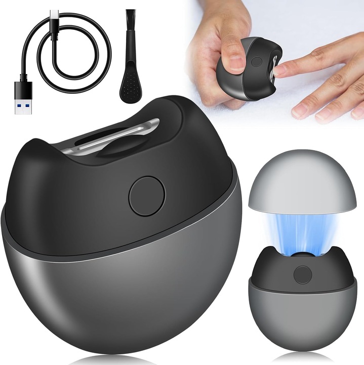 Elektromos körömvágó gyerekeknek, 2 sebességes, LED fénnyel, USB töltés, ergonomikus kialakítás, minden korosztály számára