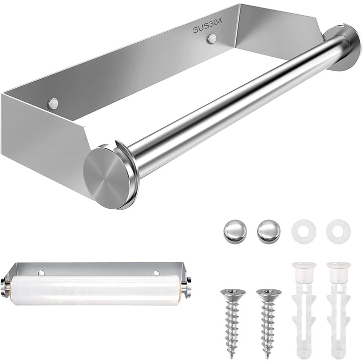 Suport servetele, 28cm, inox, montare pe perete, set cu 8 piese