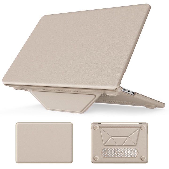 Husa laptop cu suport integrat, protectie socuri, aurie, pentru MacBook Air 13 2018/2020