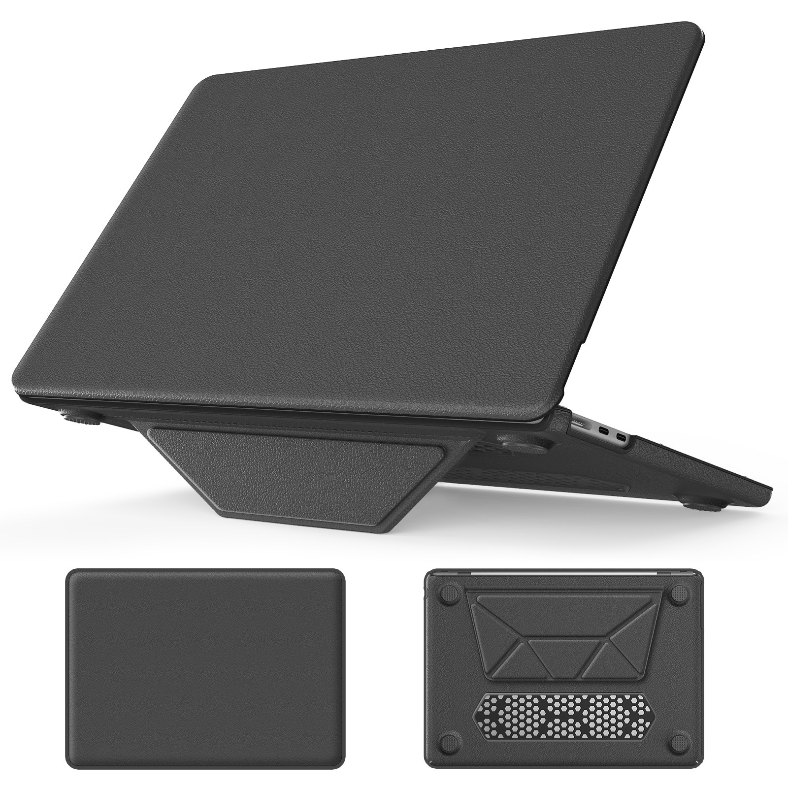 Husa de protectie pentru laptop cu suport integrat, pentru MacBook Air 13, gri, design subtire si respirabil