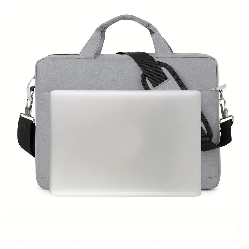 Geanta laptop, 14 inch, gri, cu curea ajustabila si inchidere cu fermoar, protectie completa, design usor.