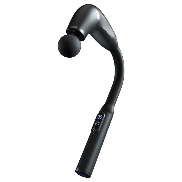 Pistol de masaj muscular, 4 capete de masaj, ecran LCD, 3 moduri, 6 viteze, design ergonomic, incarcare rapida, set