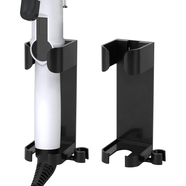 Suport perete pentru indreptatoare par, set 2 piese, design vertical, ABS, 45mm latime, 37mm diametru interior, multicolor