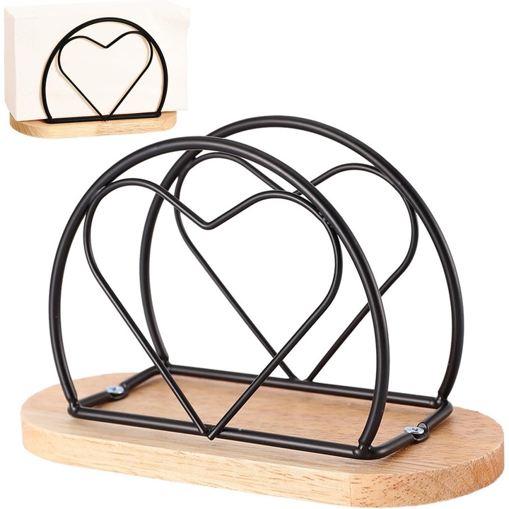 Suport servetele din otel inoxidabil, design rustic, 15.7x6.7x9.9cm, set