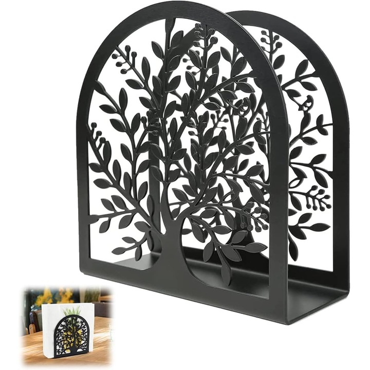 Suport prosoape din metal, negru, pentru baie, bucatarie si bar, design antiderapant