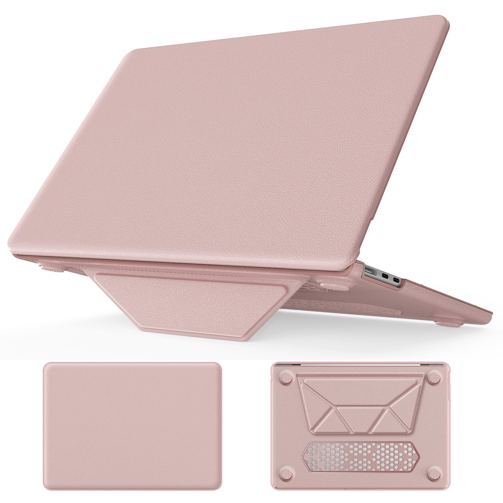 Husa de protectie pentru laptop cu suport integrat, compatibila cu MacBook Air 13, roz