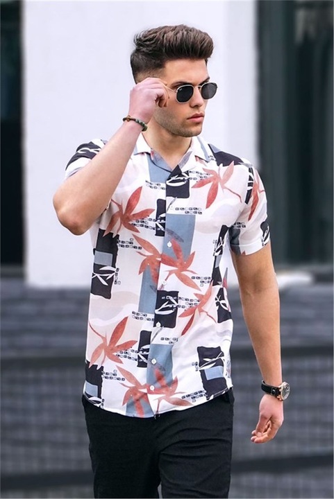 Мъжки ризи, Вискоза, Madmext, 361396, Бяло, L