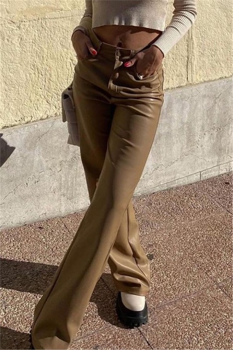 Pantaloni de damă, Viscoză, Madmext, 324697, Bej, S