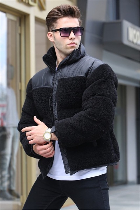 Férfi dzsekik és mellények, Poliészter, Madmext, 358413, Fekete, XL