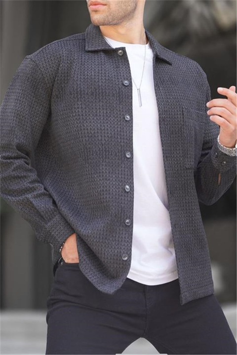 Cămăși bărbați, Bumbac, Madmext, 395363, Antracit, L