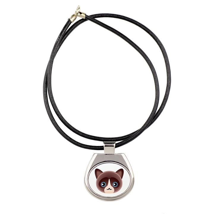 Colier design, Art-Dog, pisica, 2x3cm, 40cm, negru