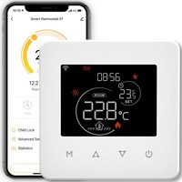 Termostat inteligent MOES, pentru centrala pe gaz, 3A GC, WiFi, compatibil Alexa/Google Home, alb