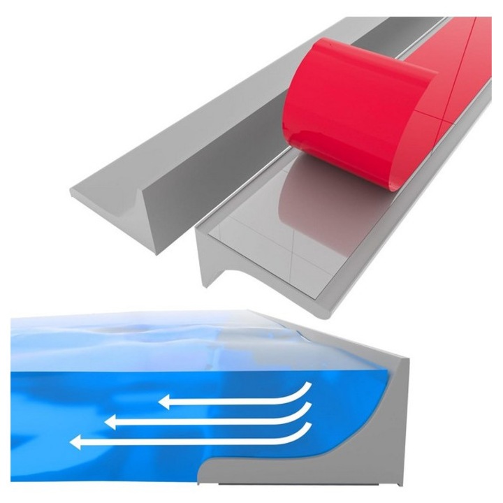 Bariera de dus din silicon pentru pragul de oprire a apei, autoadeziva,2 M, gri, Lumimoi