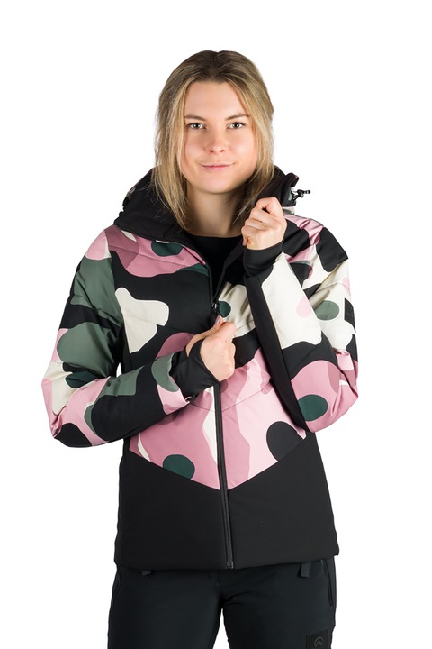 NORTHFINDER, Зимно яки скя Kayleight с качулка и яка, Бял/Черен/Розово