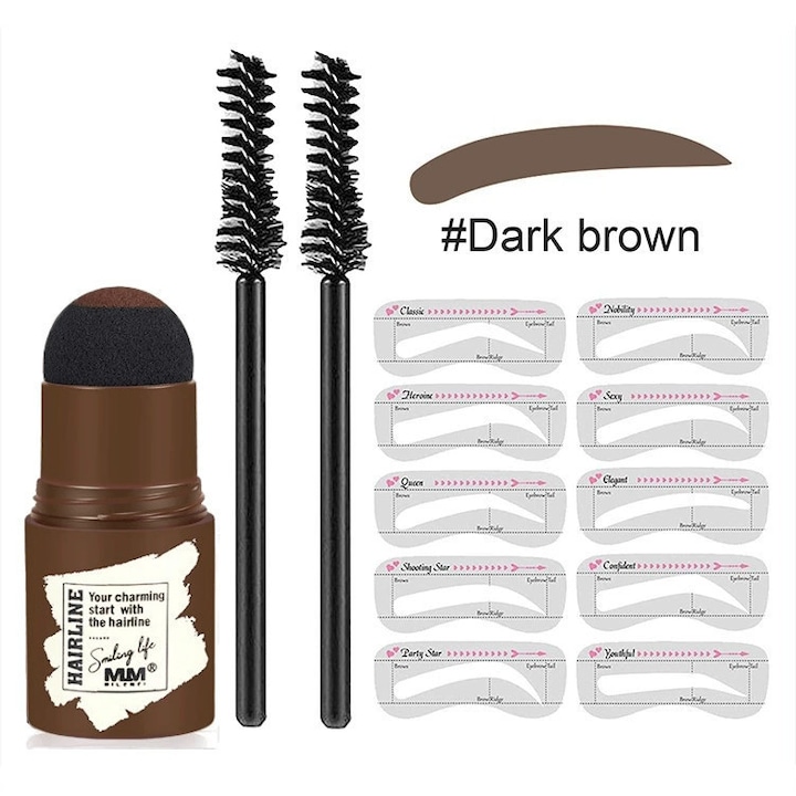 Creion de sprancene YDCY - (Maro inchis), Corector pentru caderea parului - Pudra de retusare rezistenta la apa, Potrivit pentru par subtire si chelie, Set pentru sprancene, Potrivit pentru incepatori