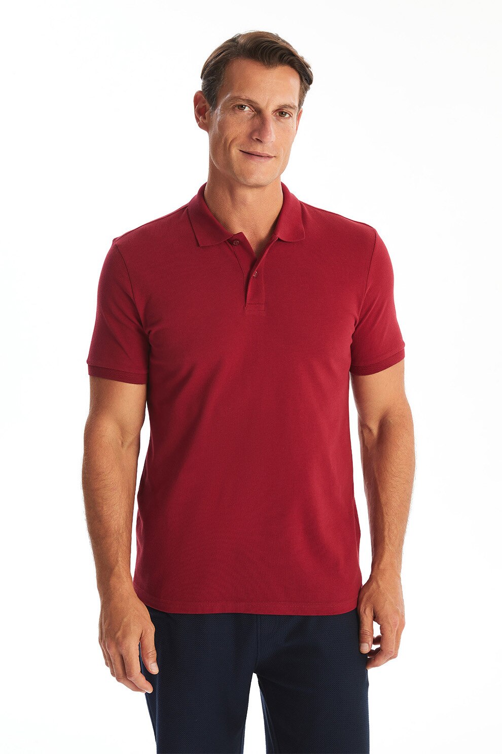 LC WAIKIKI, Tricou polo uni, Rosu inchis, S